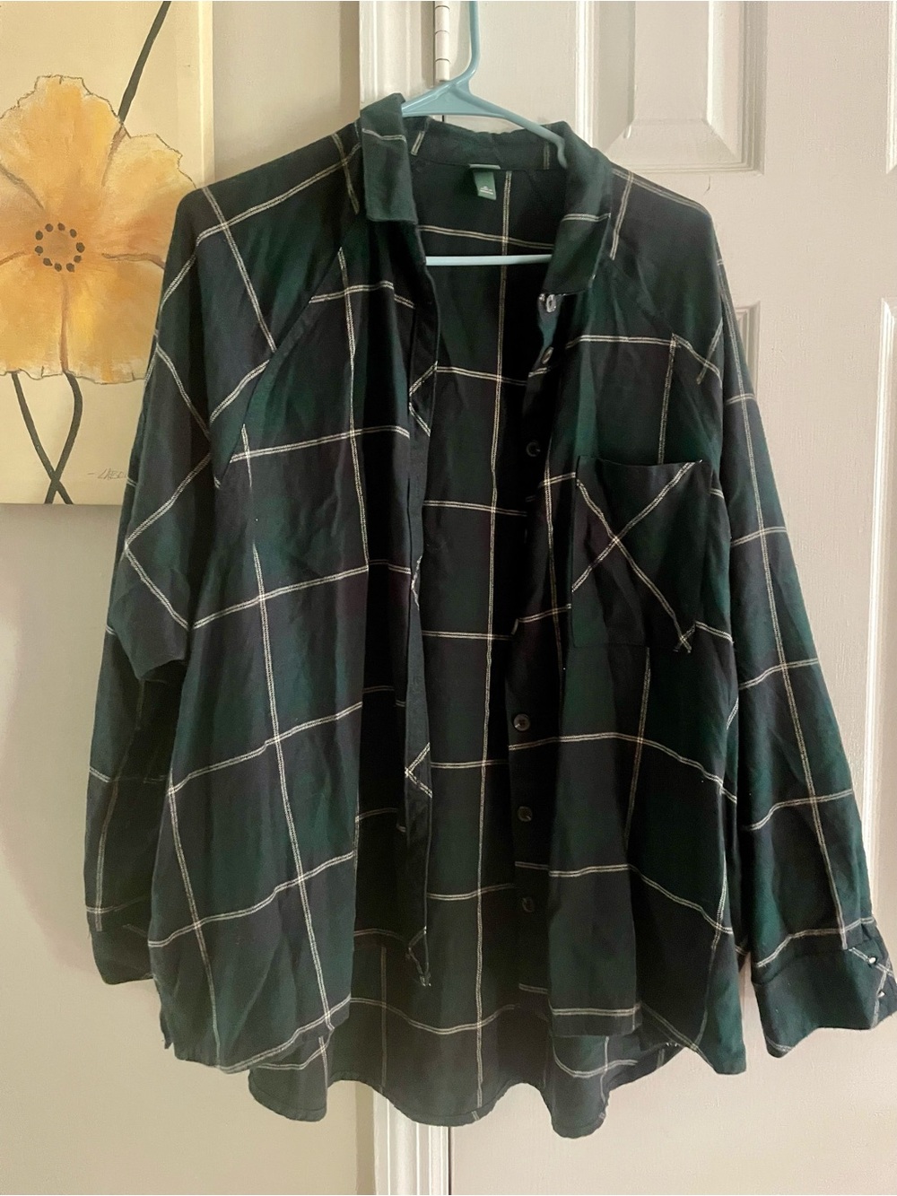 wild fable Dark Green and Black Windowpane Button-Up Shirt